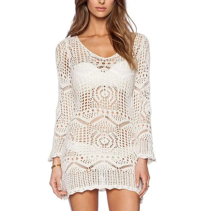 Vestido de Praia Crochê Sexy para Mulheres - Verão - Eleonora