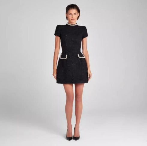 Vestido Curto Feminino Social Elegante de Tweed - Sofy