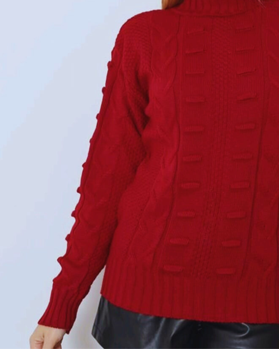 Suéter Feminino Tricot Gola Alta  Desenhado Pullover Coleção Inverno Malha Quente - Aurora