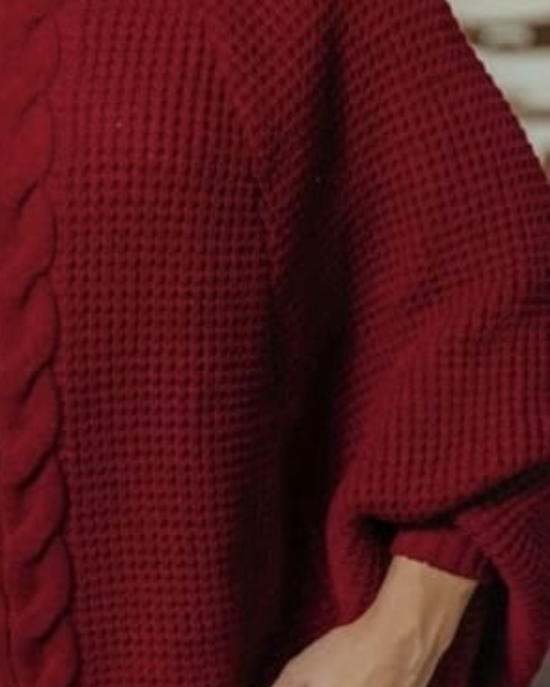 Suéter Poncho Feminino Tricot Coleção Inverno Manga Ranglan Gola Alta Malha Quente - Emmanuele
