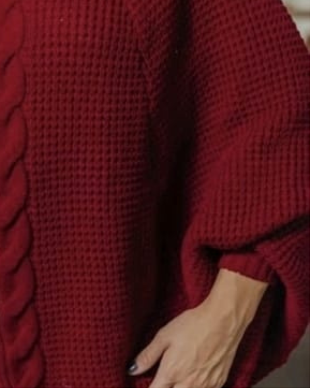 Suéter Poncho Feminino Tricot Coleção Inverno Manga Ranglan Gola Alta Malha Quente - Emmanuele