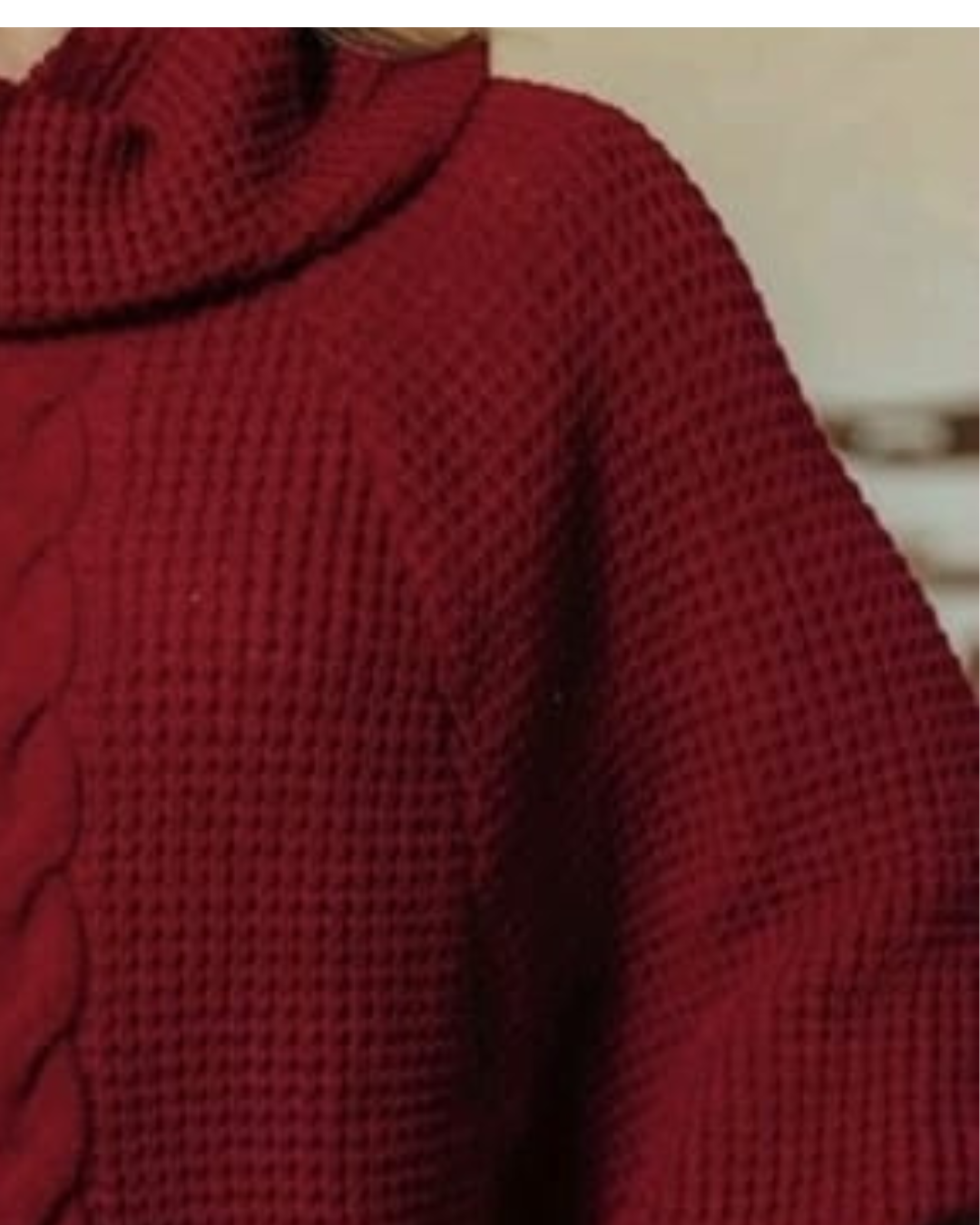 Suéter Poncho Feminino Tricot Coleção Inverno Manga Ranglan Gola Alta Malha Quente - Emmanuele